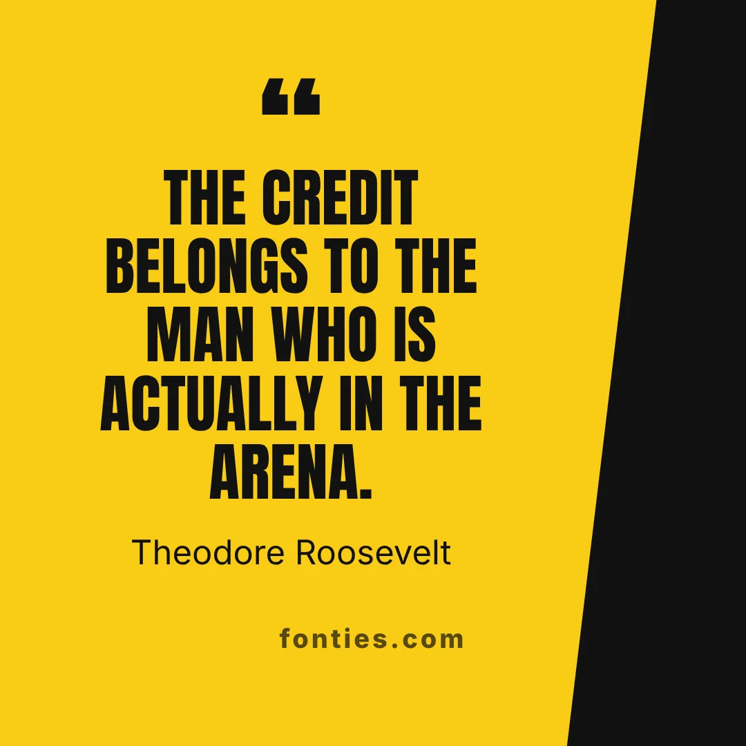 The credit belongs to the man who is actually in the arena.-Theodore Roosevelt