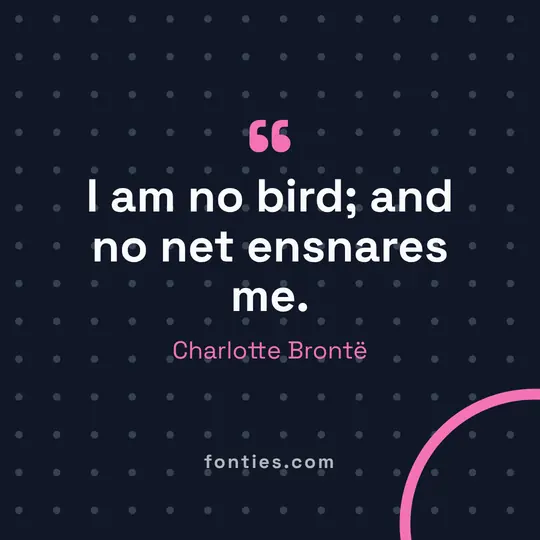 I am no bird; and no net ensnares me.-Charlotte Brontë