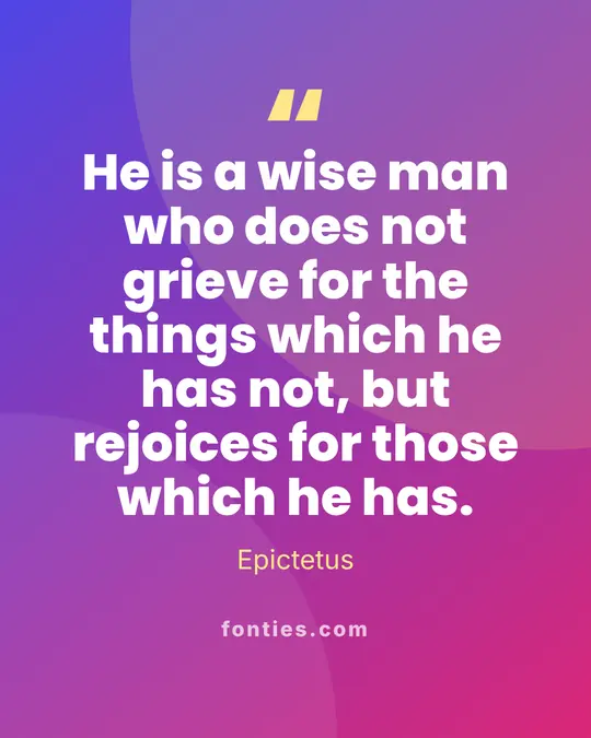 He is a wise man who does not grieve for the things which he has not, but rejoices for those which he has.-Epictetus