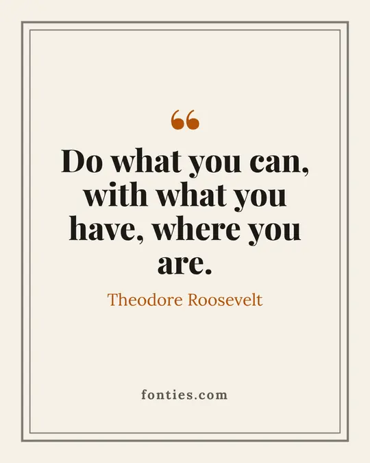 Do what you can, with what you have, where you are.-Theodore Roosevelt