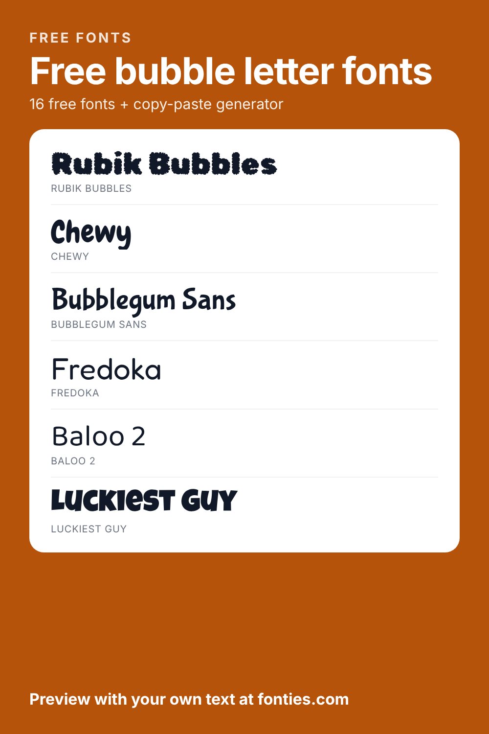 Free bubble letter fonts
