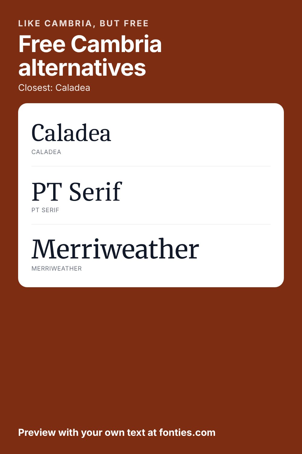 Free Cambria alternatives