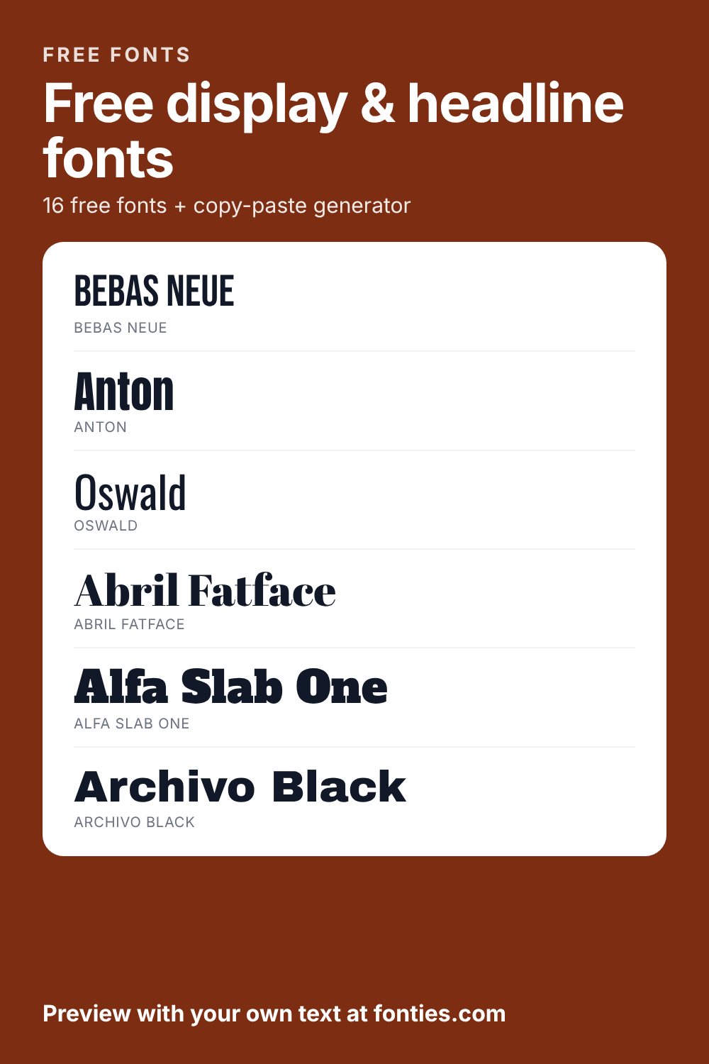 Free display & headline fonts