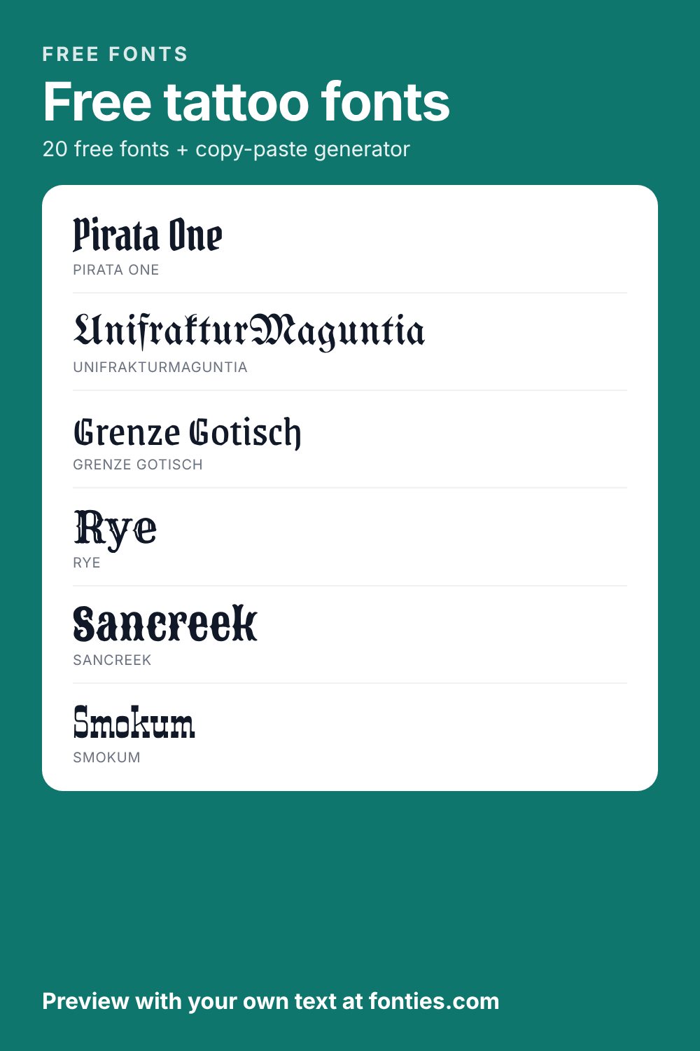 Free tattoo fonts
